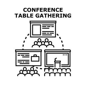 Analyzing data and discussing business conference concepts 库存插图