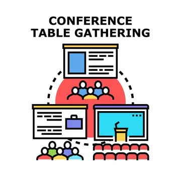 Analyzing data and discussing business conference concepts Stock Illustration