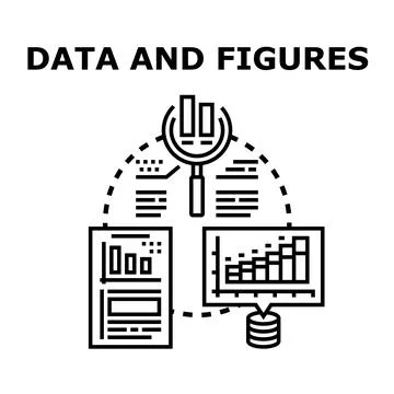 Analyzing data and figures for business information Stock Illustration