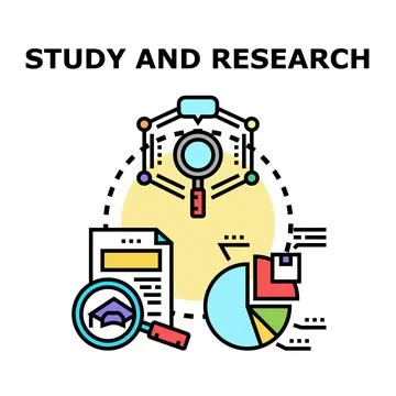 Analyzing data and gaining knowledge through research and study Stock Illustration