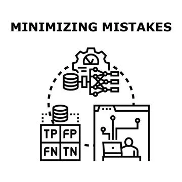 Analyzing data and optimizing algorithms minimizing mistakes 스톡 일러스트