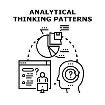 Analyzing data and problems developing thinking patterns Stock Illustration