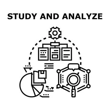 Analyzing data and studying information concept Stock Illustration