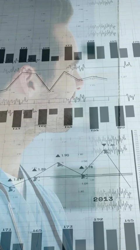 Analyzing data charts and graphs, medical professional working in office Stock Footage 342010635