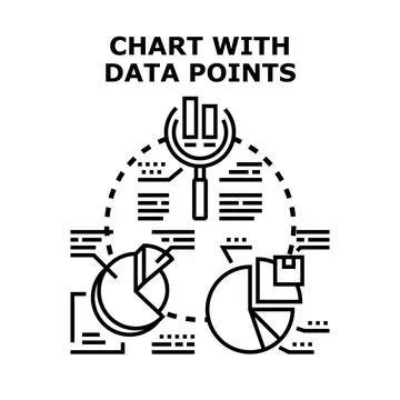 Analyzing data with charts and magnifying glass Stock Illustration