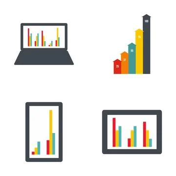 Analyzing data with charts on digital devices Stockillustratie