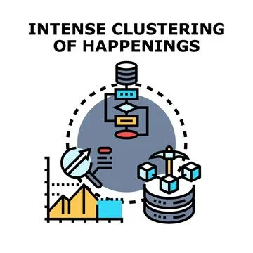 Analyzing data clustering, algorithm processing, and mining concept Stock Illustration