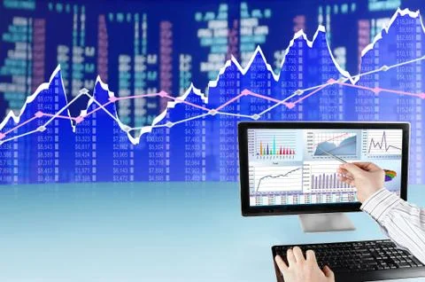 Analyzing Data on Computer Stock Photos