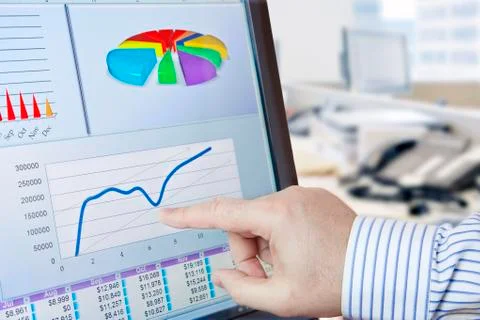 Analyzing Data on Computer Stock Photos
