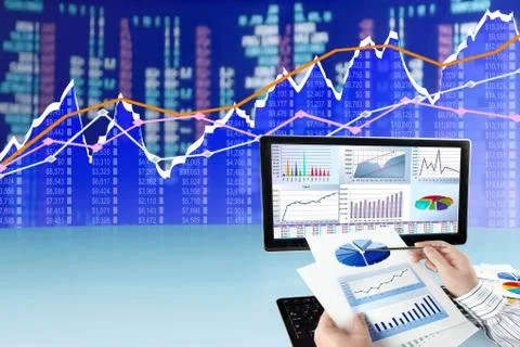 Analyzing Data on Computer Stock Photos
