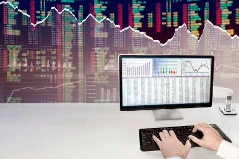 Analyzing Data on Computer Stock Photos