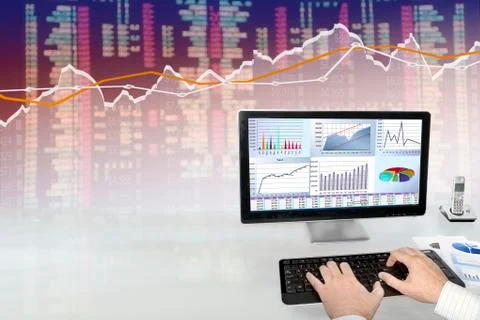 Analyzing Data on Computer Stock Photos