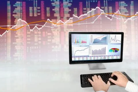 Analyzing Data on Computer Stock Photos