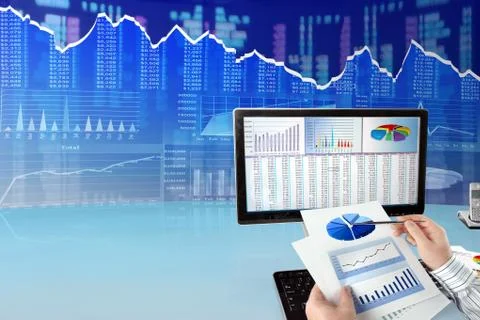 Analyzing Data on Computer Stock Photos