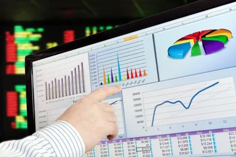 Analyzing Data on Computer Stock Photos