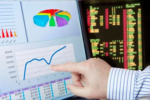 Analyzing Data on Computer Stock Photos