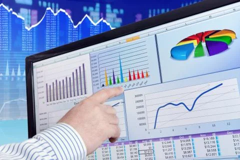 Analyzing Data on Computer Stock Photos