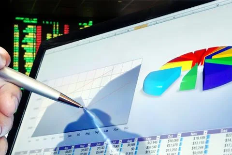 Analyzing Data on Computer Stock Photos