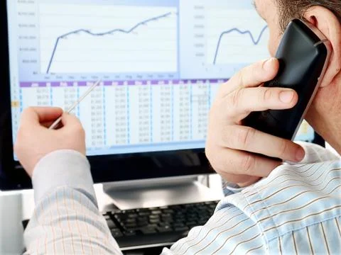 Analyzing Data on Computer Stock Photos