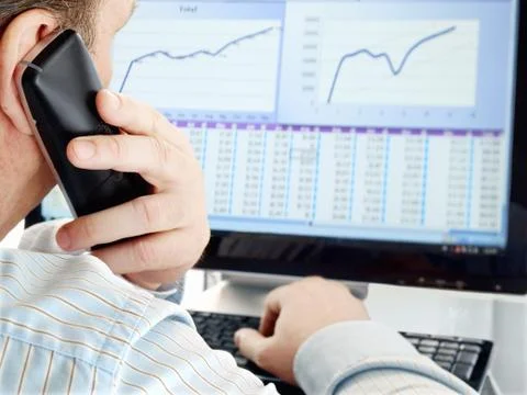 Analyzing Data on Computer Stock Photos