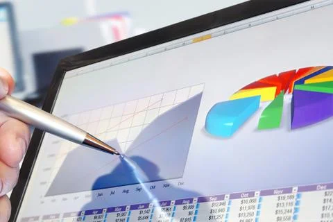 Analyzing Data on Computer Stock Photos