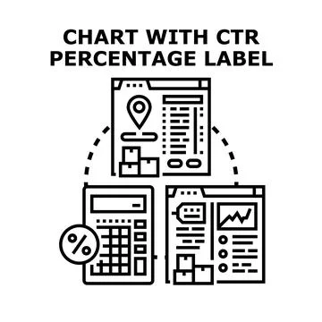 Analyzing data with ctr percentage label concept イラスト素材