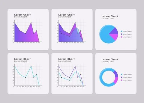 Analyzing data with different infocharts ui dashboard chart set Stockillustratie