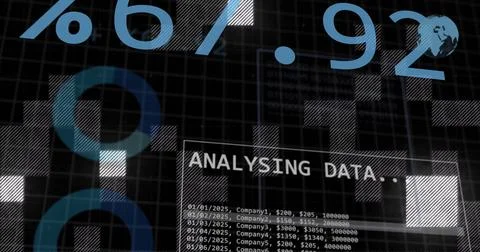 Analyzing data image over percentage and world map graphics Stock Illustration