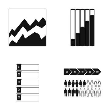 Analyzing data with infographic elements, charts, and demographics Stock Illustration