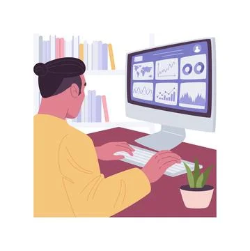 Analyzing data isolated cartoon vector illustrations. Illustrazione stock