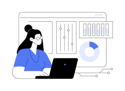 Analyzing data isolated cartoon vector illustrations. Illustrazione stock