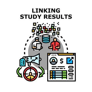 Analyzing data linking study results for business strategy 库存插图