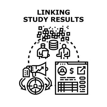 Analyzing data linking study results for business strategy Stock Illustration