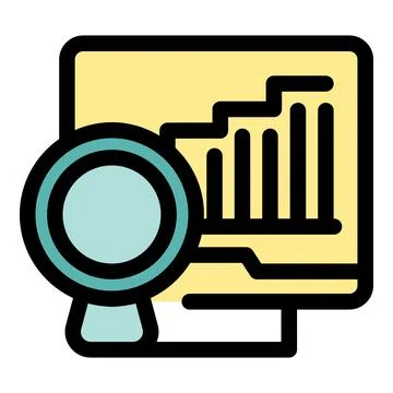 Analyzing data with magnifying glass and graph Illustrazione stock