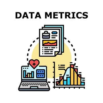 Analyzing data metrics and business analytics information Stock Illustration
