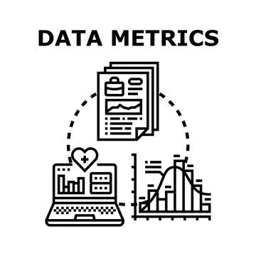 Analyzing data metrics and business analytics information Stock Illustration