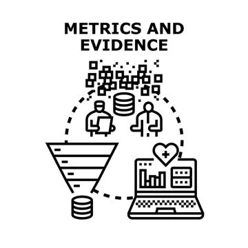 Analyzing data metrics and evidence for informed decisions Stock Illustration