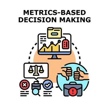 Analyzing data metrics for business decision making Stock Illustration