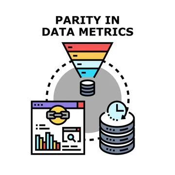 Analyzing data metrics for consistent quality and information parity Stock Illustration