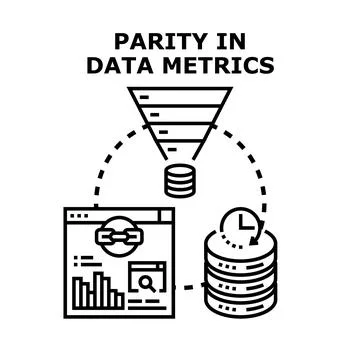 Analyzing data metrics for consistent quality and information parity Stock Illustration
