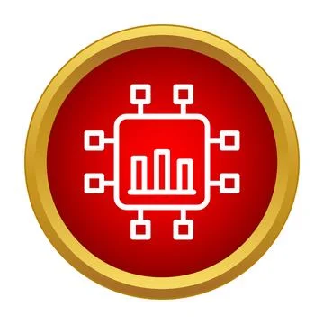 Analyzing data with microchip processing power icon Illustrazione stock