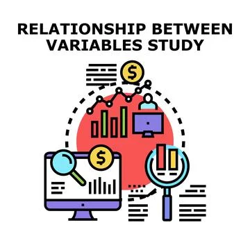Analyzing data relationships between variables study concept Stock Illustration