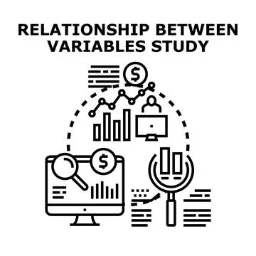 Analyzing data relationships between variables study concept Stock Illustration