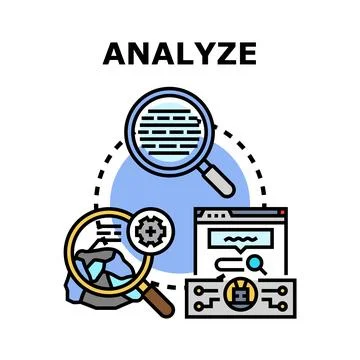 Analyzing data with research and process investigation Stock Illustration