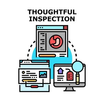 Analyzing data, researching website information, and medical inspection Stock Illustration