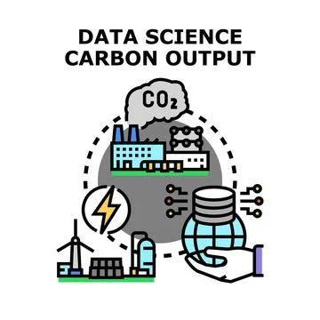 Analyzing data science carbon output for environment protection Stock Illustration