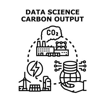 Analyzing data science carbon output for environment protection Stock Illustration