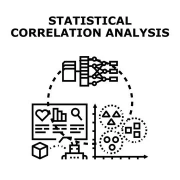 Analyzing data with statistical correlation algorithm Stock Illustration