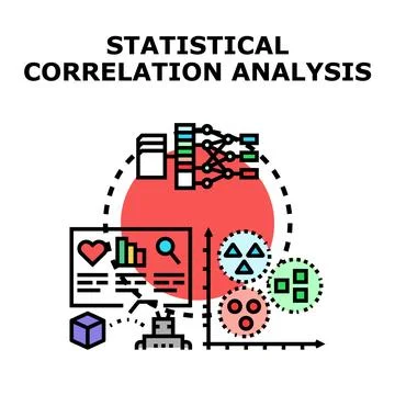 Analyzing data with statistical correlation algorithm Stock Illustration