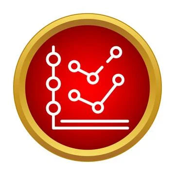 Analyzing data statistics graph icon in red button Stock Illustration